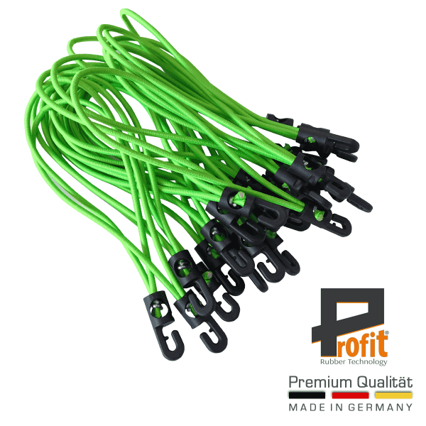 Boucles d'expansion Neon Green 200mm avec crochets | Caoutchoucs d'expansion | Boucles de tension | Tendeur de caoutchouc | Profit Rubber Technology